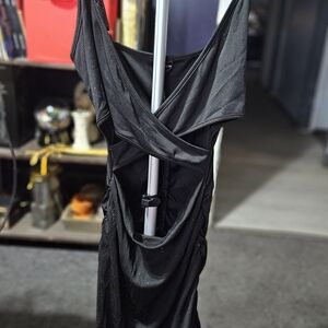 SHEIN Elegant Black Spaghetti Strap Cross Front Dress Sz M 3-1025